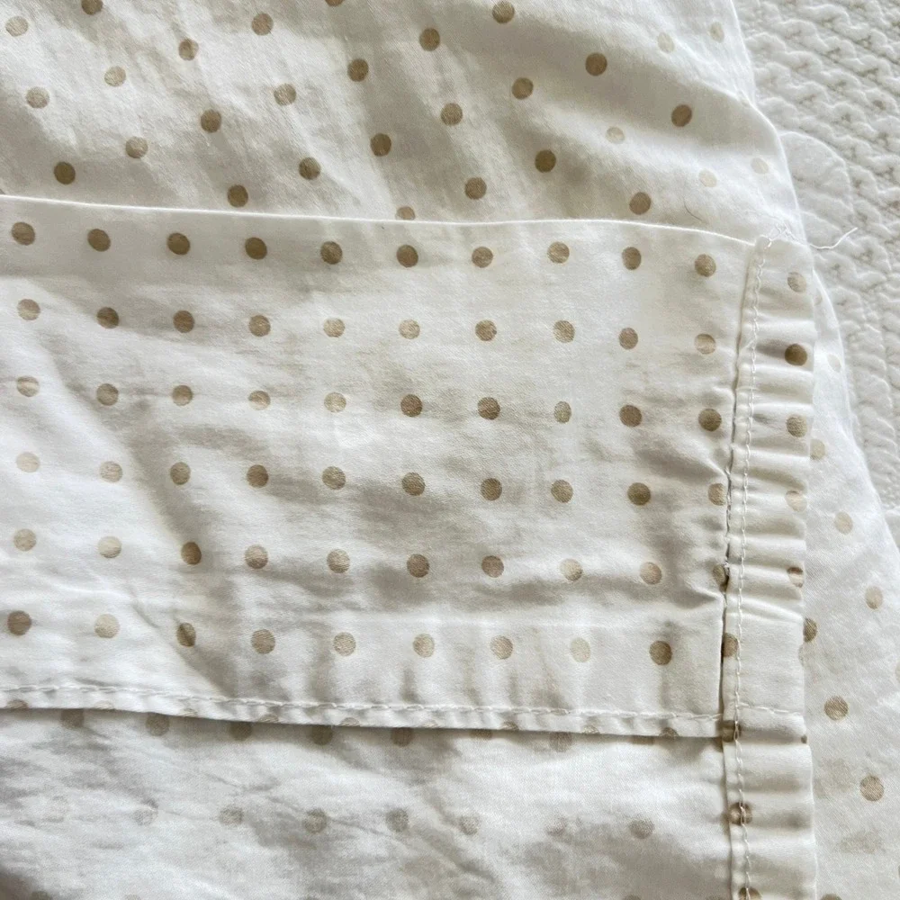 Ralph Lauren Twin Flat Sheet Beige Polka Dot 100% Cotton Lauren Home Bedding‎